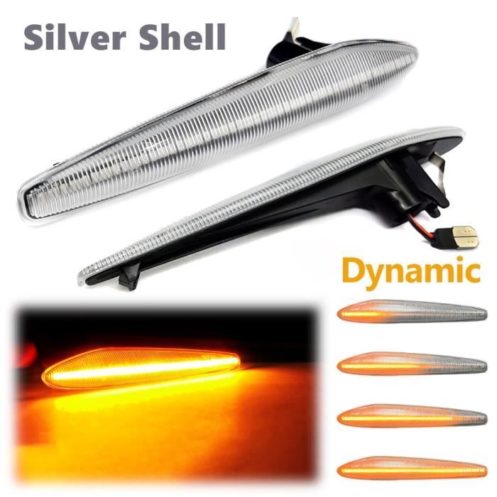 Dynamic Silver -2 pièces LED dynamique clignotant aile avant feu de position latéral pour Alfa Romeo Spider 159 Sportwagon Boera #60