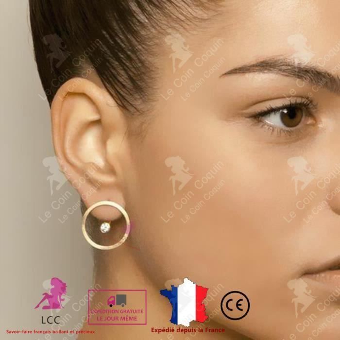 LCC Boucle d'oreilles femme argent fantaisie or 1 paire bijoux cadeau anniversaire fête léger aluminium petit qui pend fille A63065