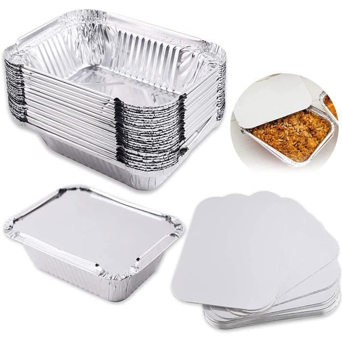 Plateau Aluminium avec Couvercle Barquettes Aluminium pour Transport de Nourriture Congélation Cuisson - Ultra Résistant Va au Four