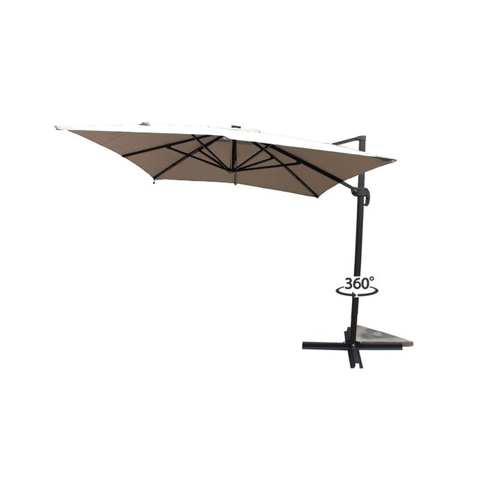 CALVIA - Parasol rectangulaire avec LED écru