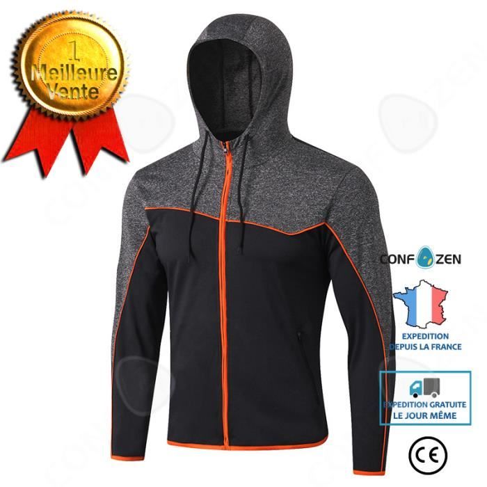 CONFO® Vestes de sport amples, vêtements de fitness décontractés, vêtements d'entraînement à capuche, manches longues à fermeture éc