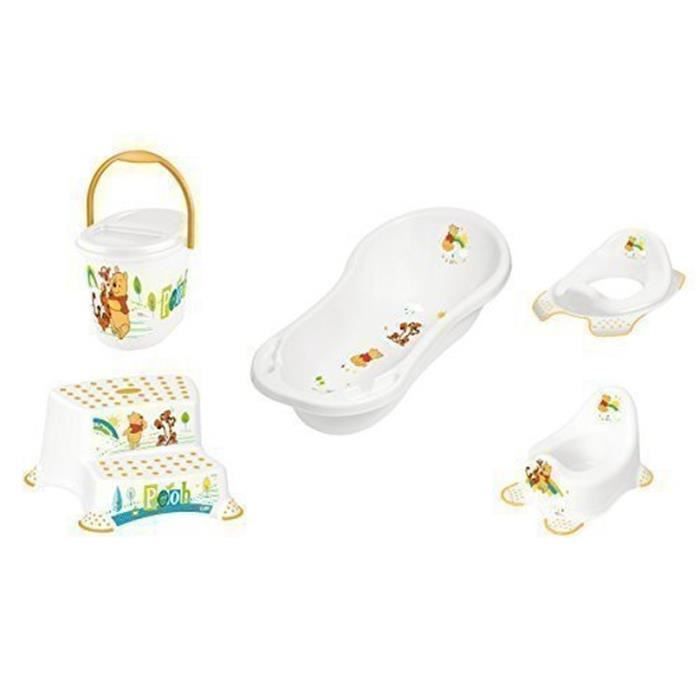 5er Lot Z Winnie Pooh Blanc: Baignoire XXL + Wc Pièce Jointe + Pot Bébé + Tabouret en Deux Étapes + Sceau à Couches