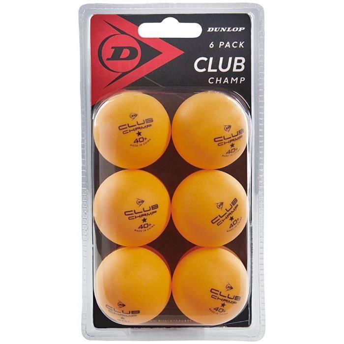 Balle de tennis de table - DUNLOP - 40+ CLUB CHAMP 6 BALL BLISTER ORANGE