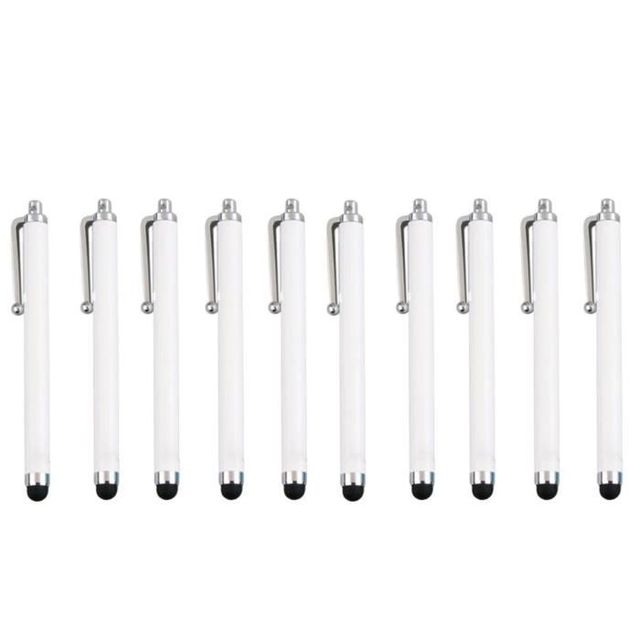 Blanc - 10pcs Mini Stylet Pour Tablette Pad Stylet Stylus capacitif en métal Stylo pour écran tactile pour téléphone portable
