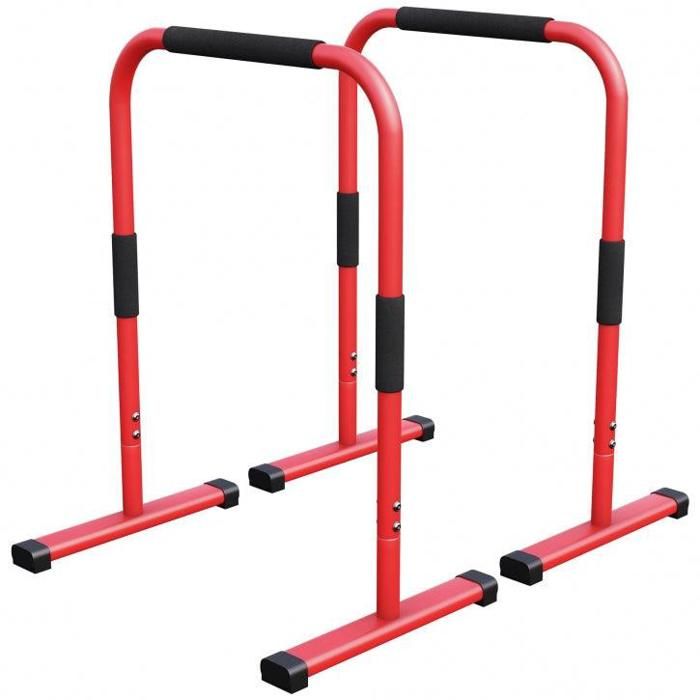 Barres parallèles - barres à dips | Hauteur: 94 cm | Coloris : Rouge