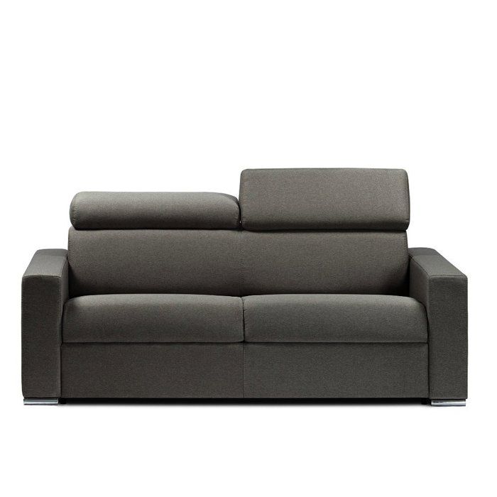 Canapé convertible RAPIDO DARWIN têtières réglables couchage 140cm matelas 16cm tissu tweed gris anthracite Inside75