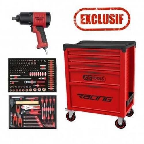 Servante Racing 5 tiroirs de 184 Outils KS TOOLS + Boulonneuse pneumatique
