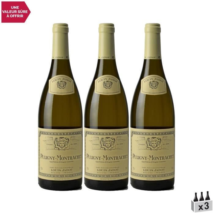 Puligny-Montrachet Blanc 2018 - Lot de 3x75cl - Louis Jadot - Vin AOC Blanc de Bourgogne - Cépage Chardonnay