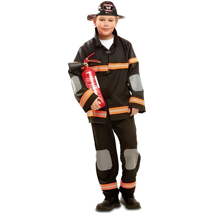 MY OTHER ME FUN COMPANY, SL. Déguisement Pompier Noir enfant. 10 ans. Enfant