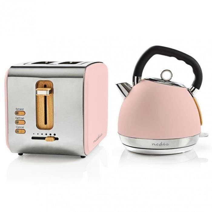 PACK Soft Touch Bouilloire Rose 1.8L + Grille Pain Rose 900w