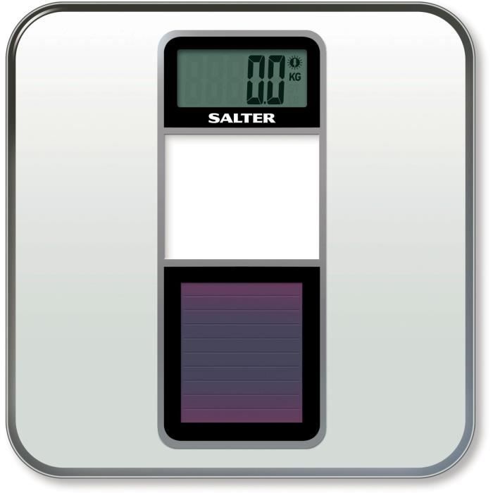 Salter® 9068 WH3R Eco Solar Pèse Personne Numérique, Balance Personnelle sans Piles, Écologique Panneau Solaire, Capacité Max. 180KG