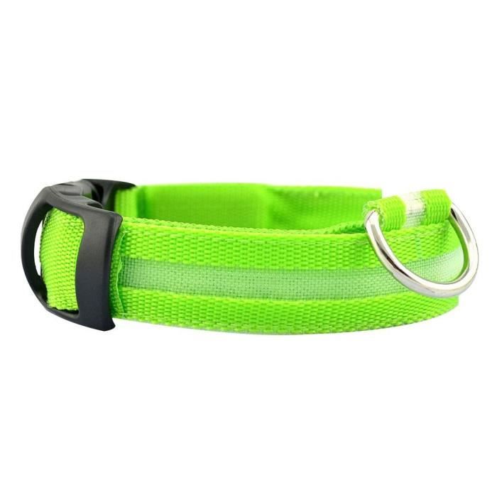 VertSmall LED Pet collier de chien clignotant Lueur Dog Leash cou ceinture Colliers pour animaux de chat fluorescent cou ceinture