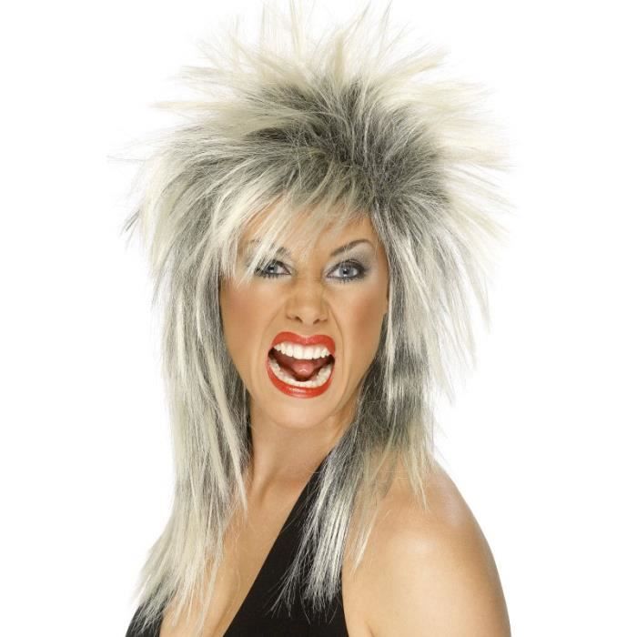 Perruque diva du rock méchée blond-noir Taille …