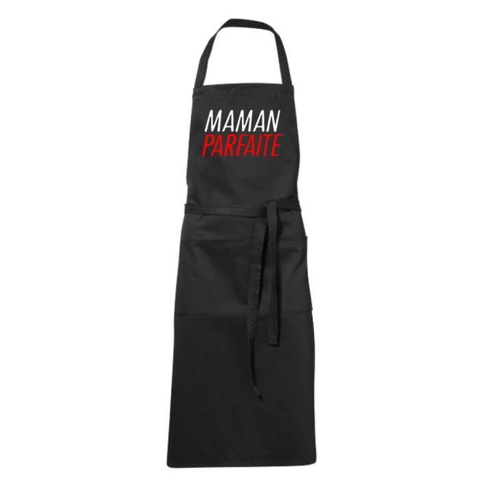 Tablier de cuisine noir Humoristique - MAMAN PARFAITE - fete des Mères