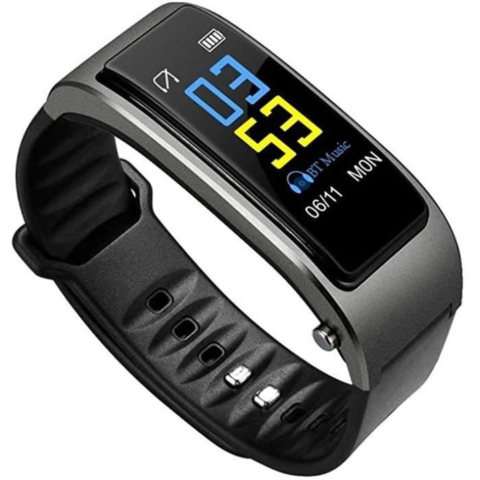 Montre Connectée Femmes Homme Montre Sport Avec Podomètre Montre Intelligente Portable avec Surveillance du pour Android iOS-Gris