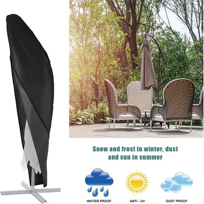 Housse de Protection pour Parasol Déporté Couverture de Jardin à Mât Excentré en 410D Oxford, Imperméable, 280CM
