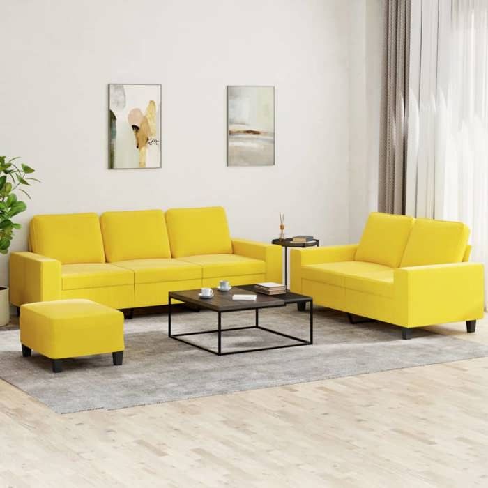 vidaXL Ensemble de Canapés 3 pcs Sièges avec Coussins Canapés avec Accoudoirs et Dossier Meubles avec Repose-pied Salon 3201911