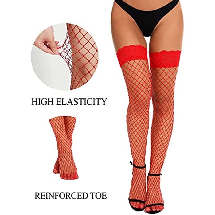 Bas De Cuisse En Dentelle Transparente Avec Silicone Anti-frottement - Adove - Taille Unique Femme