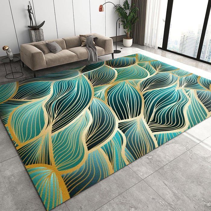Tapis Rond Motif Carpe Koi Et Lotus - Poils Courts Antidérapant, 80 Cm (chambre, Salon, Descente De Lit)