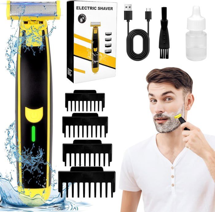 Rasoir humide et sec pour tout le corpsRasoir electriques hommes lavage complet du corps double rasage humide