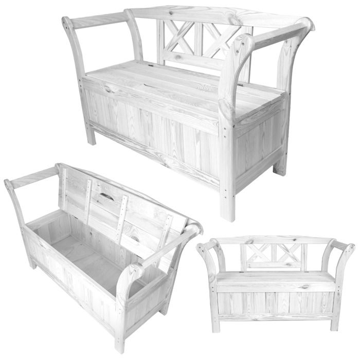 KADAX banc de jardin avec coffre Lena blanc