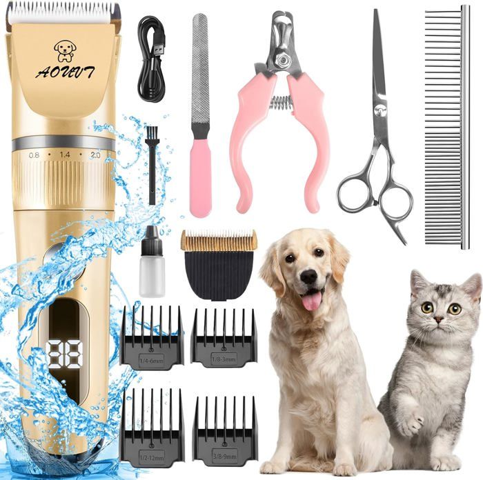 Meilleurs prix pour Tondeuse Chien Professionnelle,13 Pcs Tondeuse Chien,Lame en Céramique Amovible,Écran LCD étanche IPX7 à Faible Bruit,Rechargeable