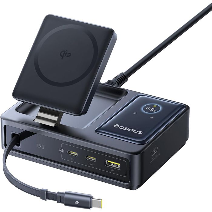 Station de recharge sans fil 5 en 1 - BASEUS - Nomos - 140 W - Noir - Qi2