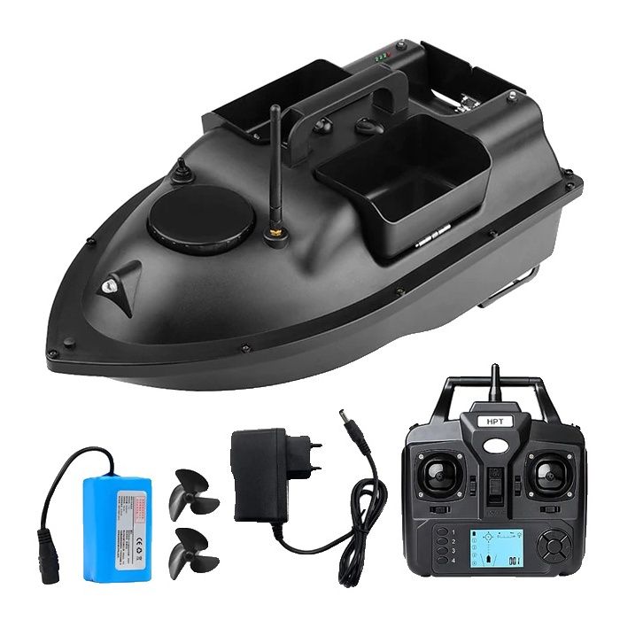 ERYUE Bateau de pêche à l',RC appât Bateau 500M sans Fil télécommande pêche appât Bateau pêche Chargeur Bateau Bateau avec avec 4 appâts conteneurs 2KG Charge