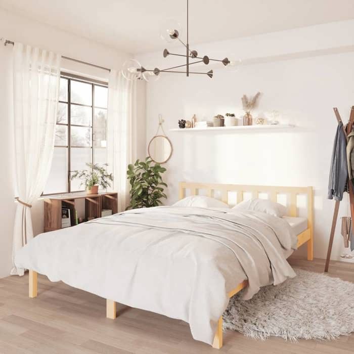 Cadre de lit double-Lit adulte contemporain-sans matelas-bois massif 160x200 cm BDMF00417869393
