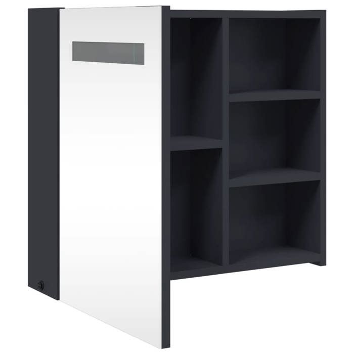 Promotion mai * Armoire de salle de bain - à miroir avec LED gris 60x13x52 cm EU2449357970
