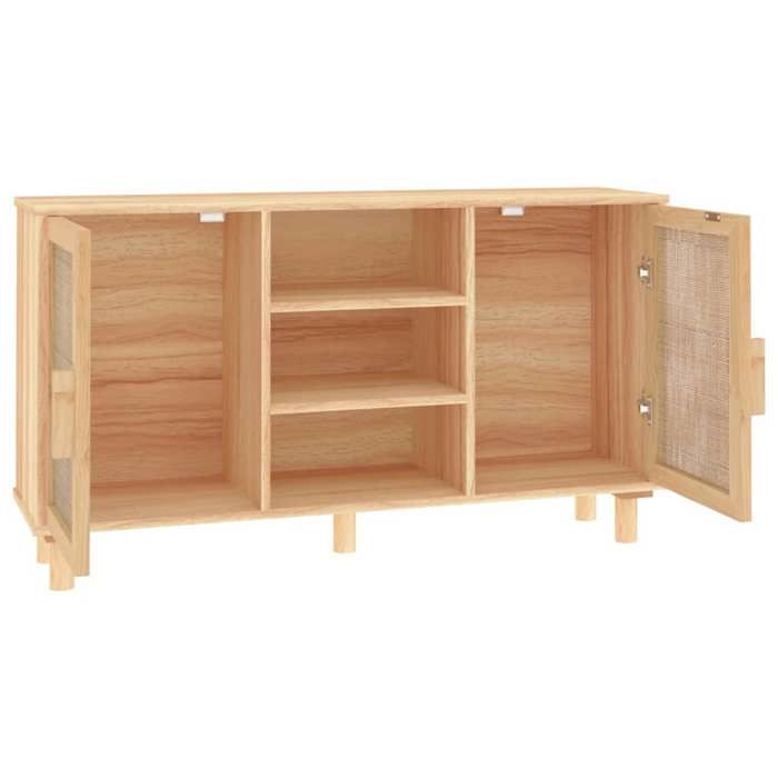 Promotion mai * Buffet bahut - Armoire de rangement - Marron 105x30x60 cm Bois de pin massif et rotin naturel EU4673345641