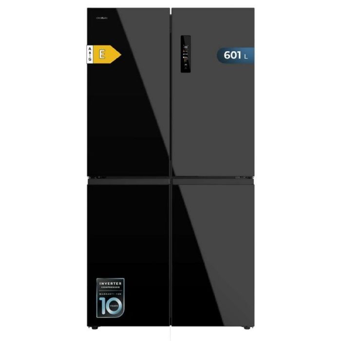 Cecotec Réfrigérateur Américain 4 Portes Bolero CoolMarket 4D 601 Black Glass E. 601L Moteur Inverter 90cm No Frost ECO Cecotec Réfrigérateur Américain 4 Portes Bolero CoolMarket 4D 601 Black Glass E. 601L Moteur Inverter 90cm No Frost ECO