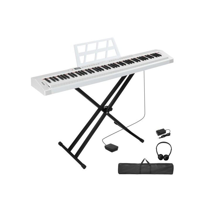 Piano Numérique 88 Touches Semi-lestées Glarry GPP-105 - Bluetooth MIDI/Audio - 200 Timbres - Support Et Pédale Inclus Piano Bluetooth MIDI