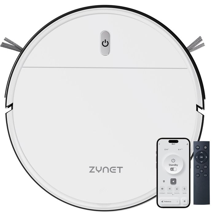 Zynet D6 Aspirateur Robot 3000Pa/150+Min 5 Modes recharge automatique APP / WiFi / Alexa / Siri Control Poils d’Animaux et Tapis - Zynet