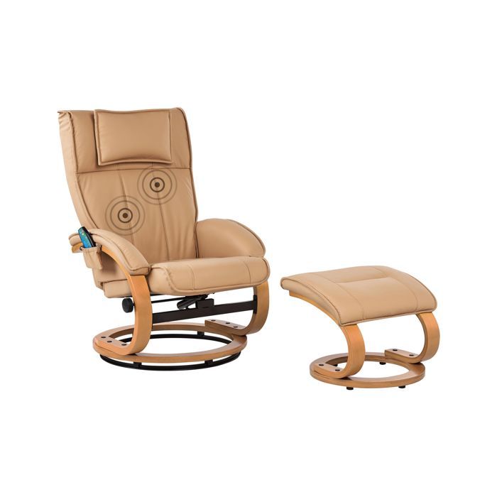 Fauteuil massant MAJESTIC Cuir PU Marron clair