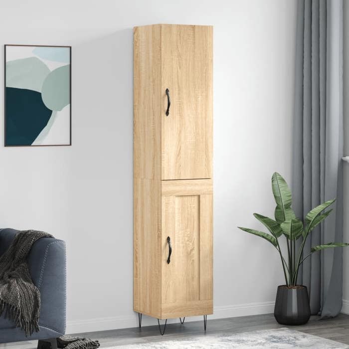HSF®Meuble de séjour Contemporain - Buffet haut - chêne sonoma - 345x34x180cm - Bois dingénierie ckd29915