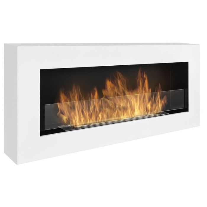 Cheminée bio ethanol BOX blanche 90cm. Cheminee bioethanol avec vitre