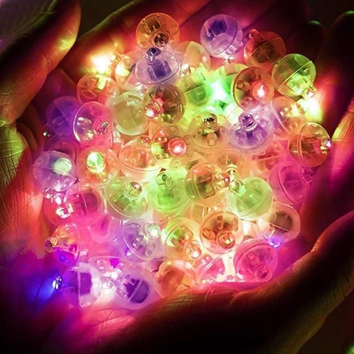 100PCS Mini LED ballon lumière coloré clignotant lumineux gobelet boule lampe lanterne lumière noël décorations de fête Colorful