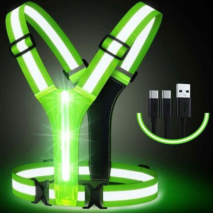 Tigrezy LED sécurité Rechargeable USB Gilet Running avec indicateur de sécurité et Ceinture réfléchissante pour Jogging