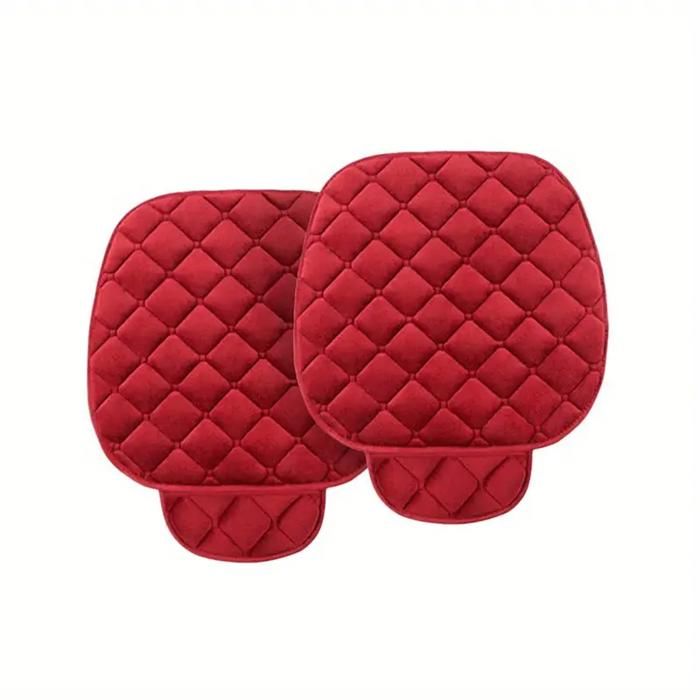 Housses de siège auto en peluche (2 pièces) - Protections universelles pour voitures maisons bureaux et chaises (rouge)