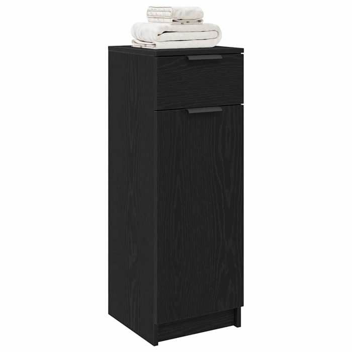 Armoire de salle de bain - vidaXL - Chêne noir - 32x34x90 cm - Avec tiroir - 1 étagère - 1 porte à charnières