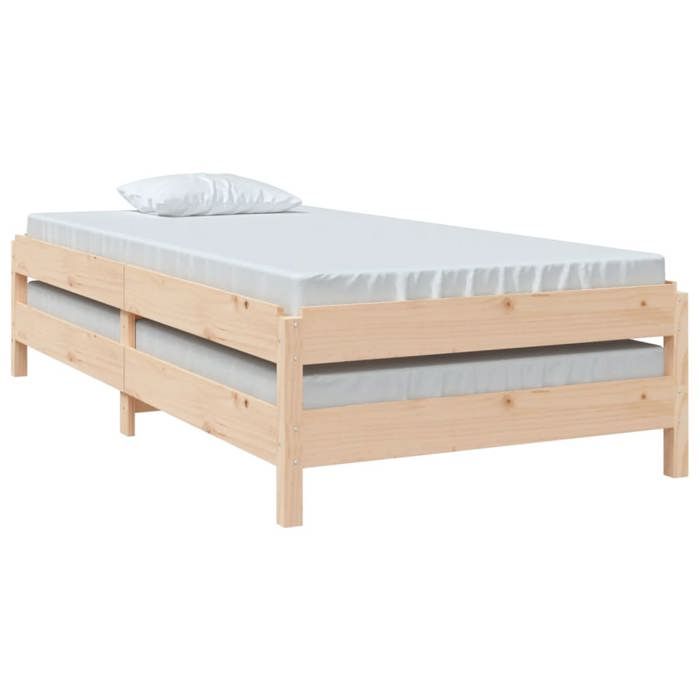 BURKE* Lit simple 90x190 cm Lit empilable sans matelas bois de pin massif- LL7188