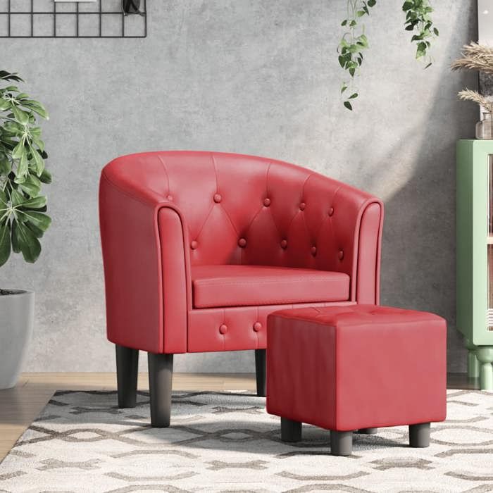 SALE 2026 Fauteuil Chaise de relaxation Rouge - Chaise cabriolet avec repose-pied rouge bordeaux similicuir PRO392091736 SALE 2026 Fauteuil Chaise de relaxation Rouge - Chaise cabriolet avec repose-pied rouge bordeaux similicuir PRO392091736