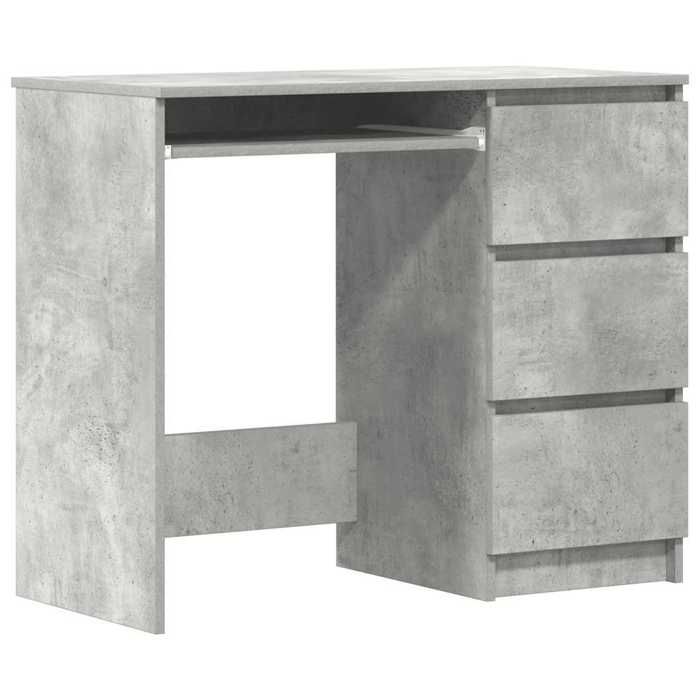 Bureau Gris béton - CLARENCE - 90x45x76 cm - Bois d’ingénierie - 3 tiroirs - Facile à nettoyer - Compact - Robuste