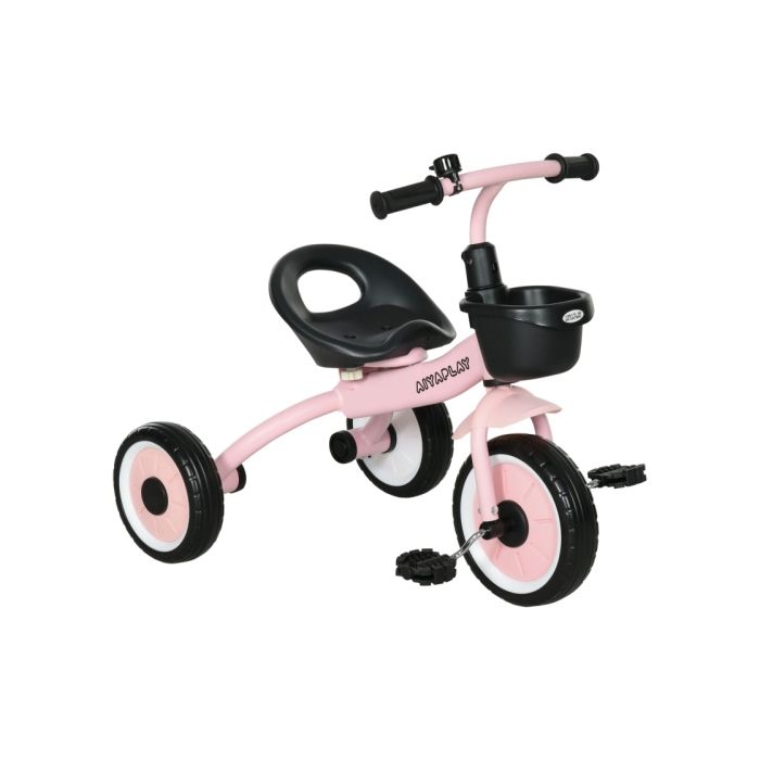 Kids Trike Tricycle with Adjustable Seat Basket Bell for Ages 2-5 Years - Pink