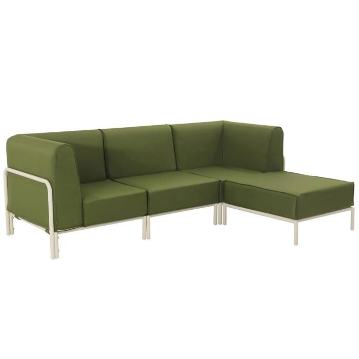 Salon de jardin bas modulable uni 4 places vert kaki 232 x 80 cm Patio Oviala