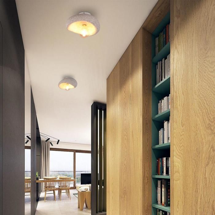 Plafonnier - Lot de 2 - Ø30 cm - Blanc scandinave rétro - 2x E27 60W