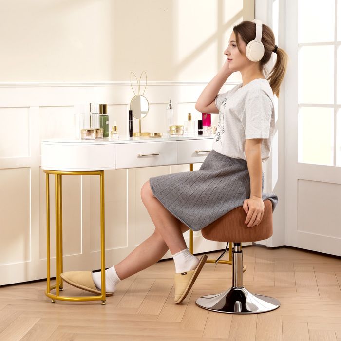 Tabouret de cuisine - PAGE LIVING - 52–66 cm réglable - Pivotant 360° - Rembourré velours - Base acier