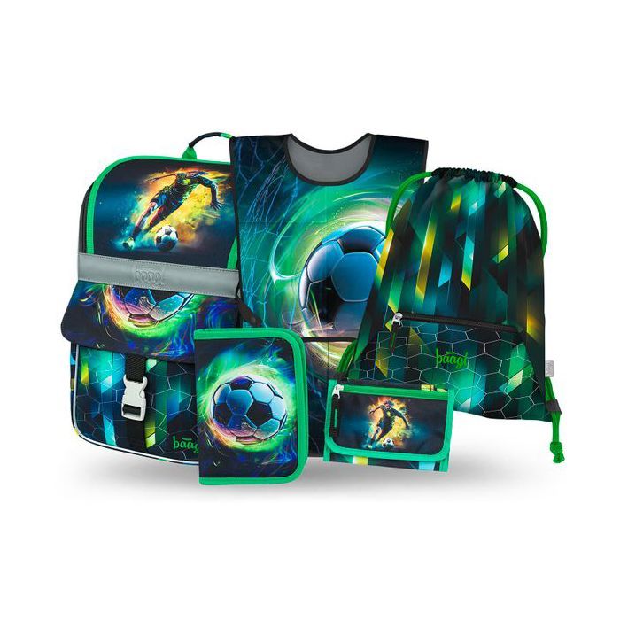 Set scolaire 5 pièces - BAAGL - cartable ergonomique léger garçon - Zippy Football Joueur - Vert/18L/Primaire