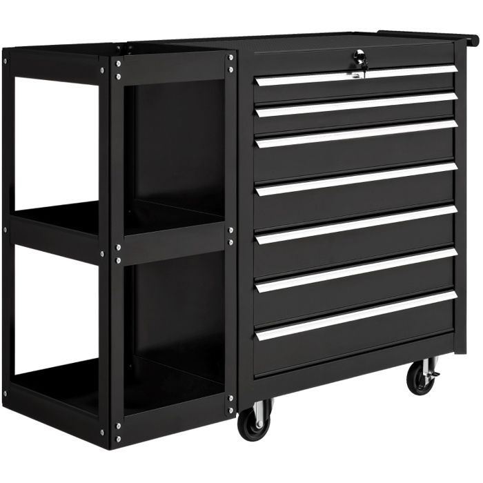 SENVIRO servante datelier mobile 96 x 33 5 x 75 cm 7 tiroirs étagère latérale amovible 4 roues avec freins